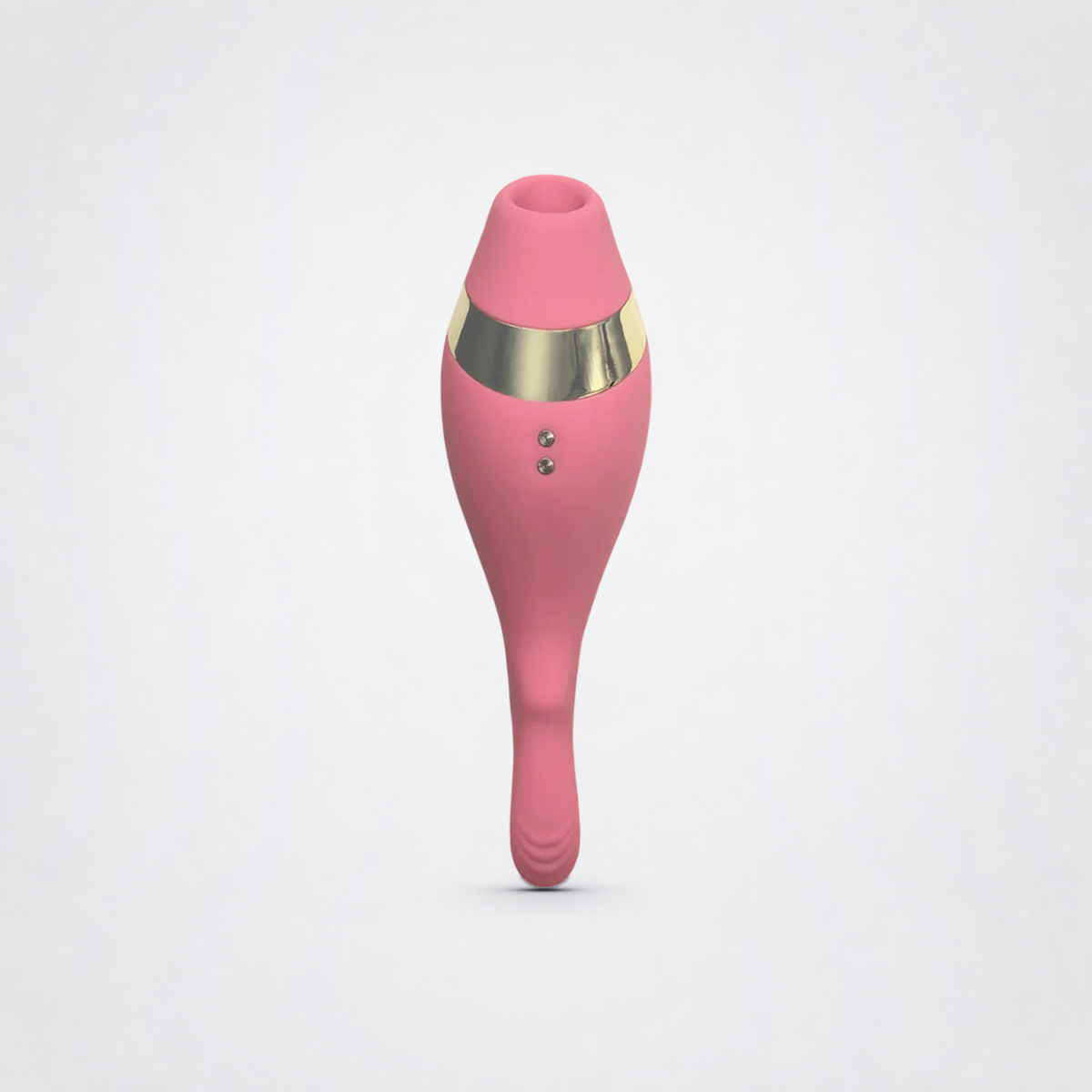 Pink Adventurer air-pulse stimulator, front view on a grey background