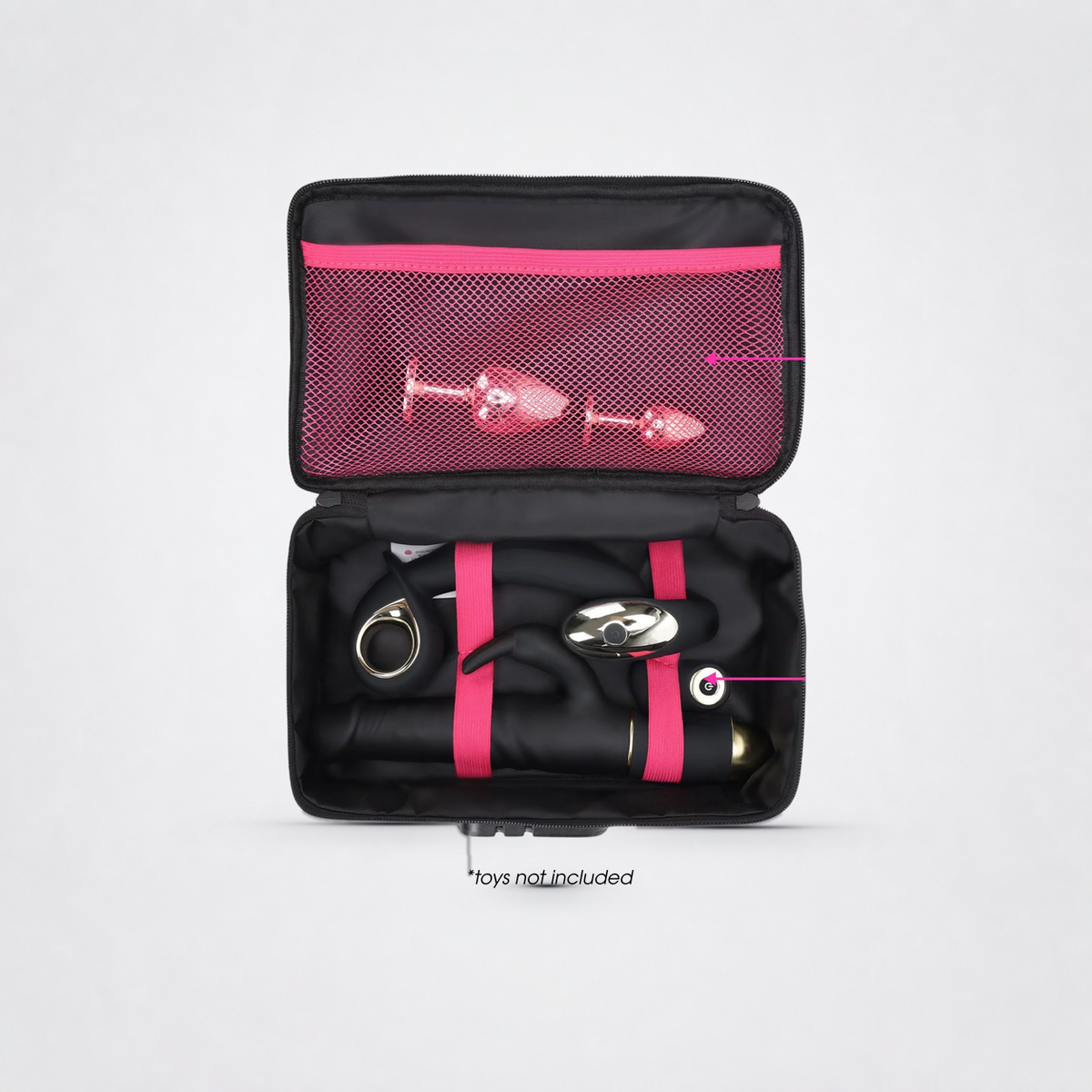 Open Discreet Storage Box on the Luv Coach grey studio background