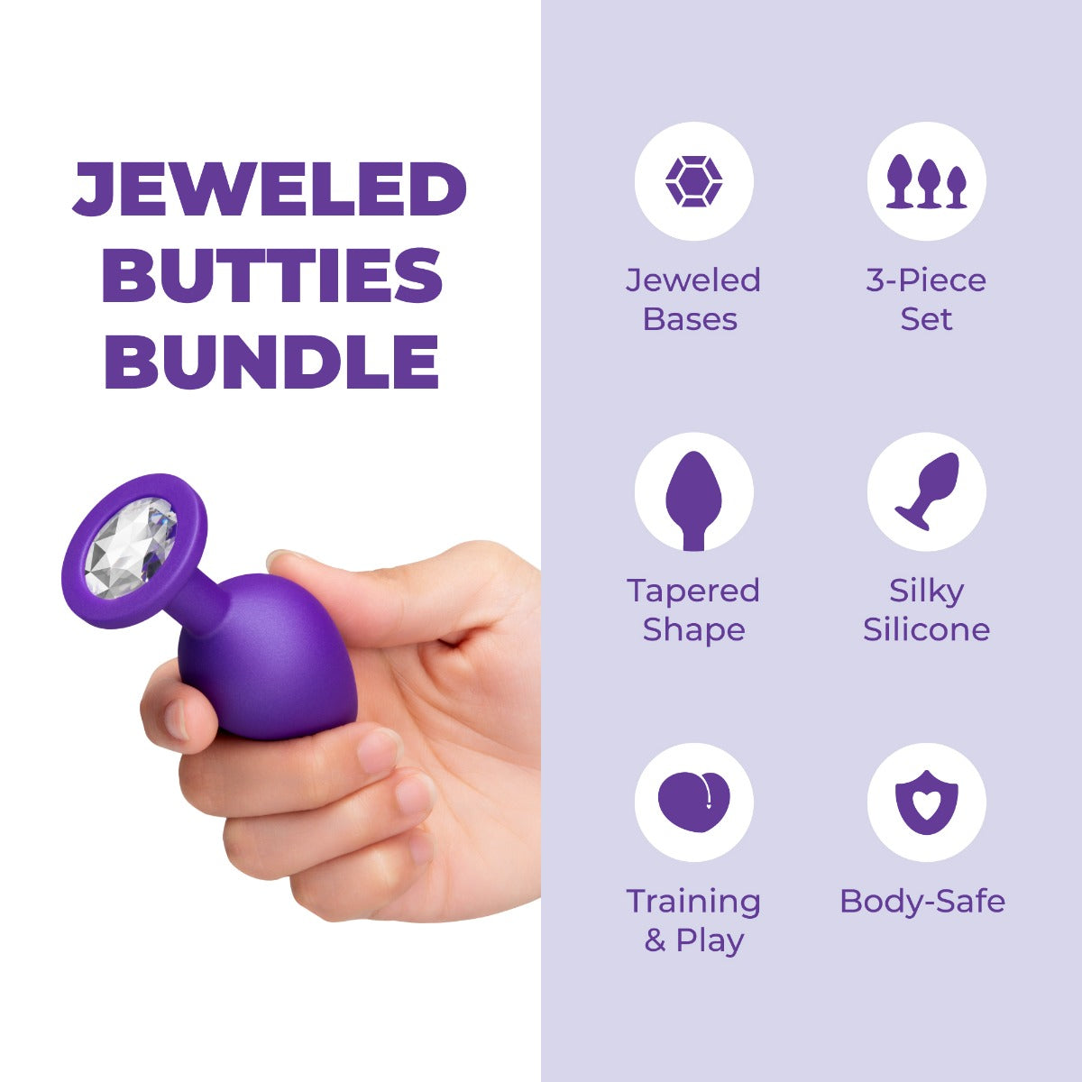 b-Vibe Jeweled Butties Bundle | Purple: Set features