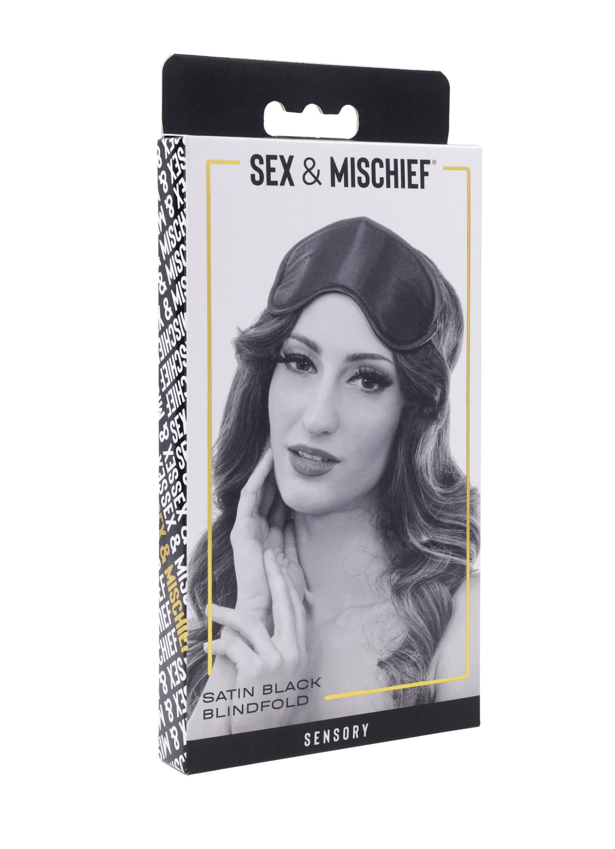 Sportsheets S&M Satin Blindfold | Black: Retail packaging