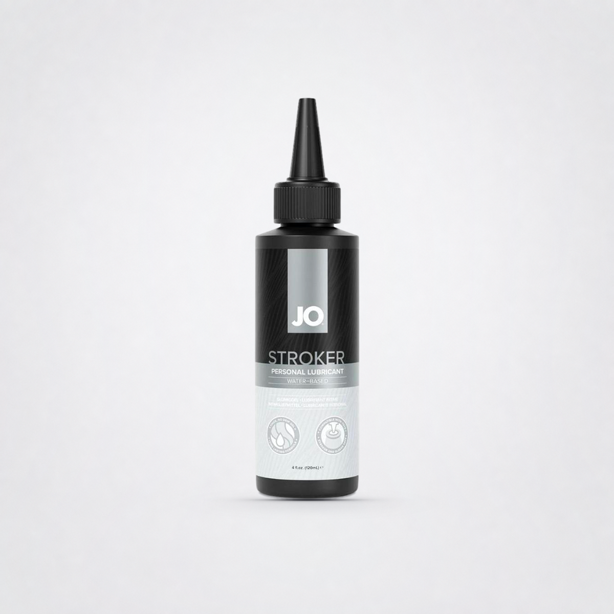 Jo Stroker Water Based Lubricant on The Luv Coach approved neutral studio background