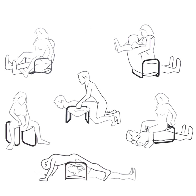 Illustrated position ideas for the Surrender Sex Chair