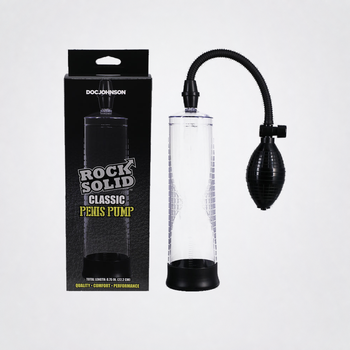 Rock Solid Classic Penis Pump with clear cylinder and retail box