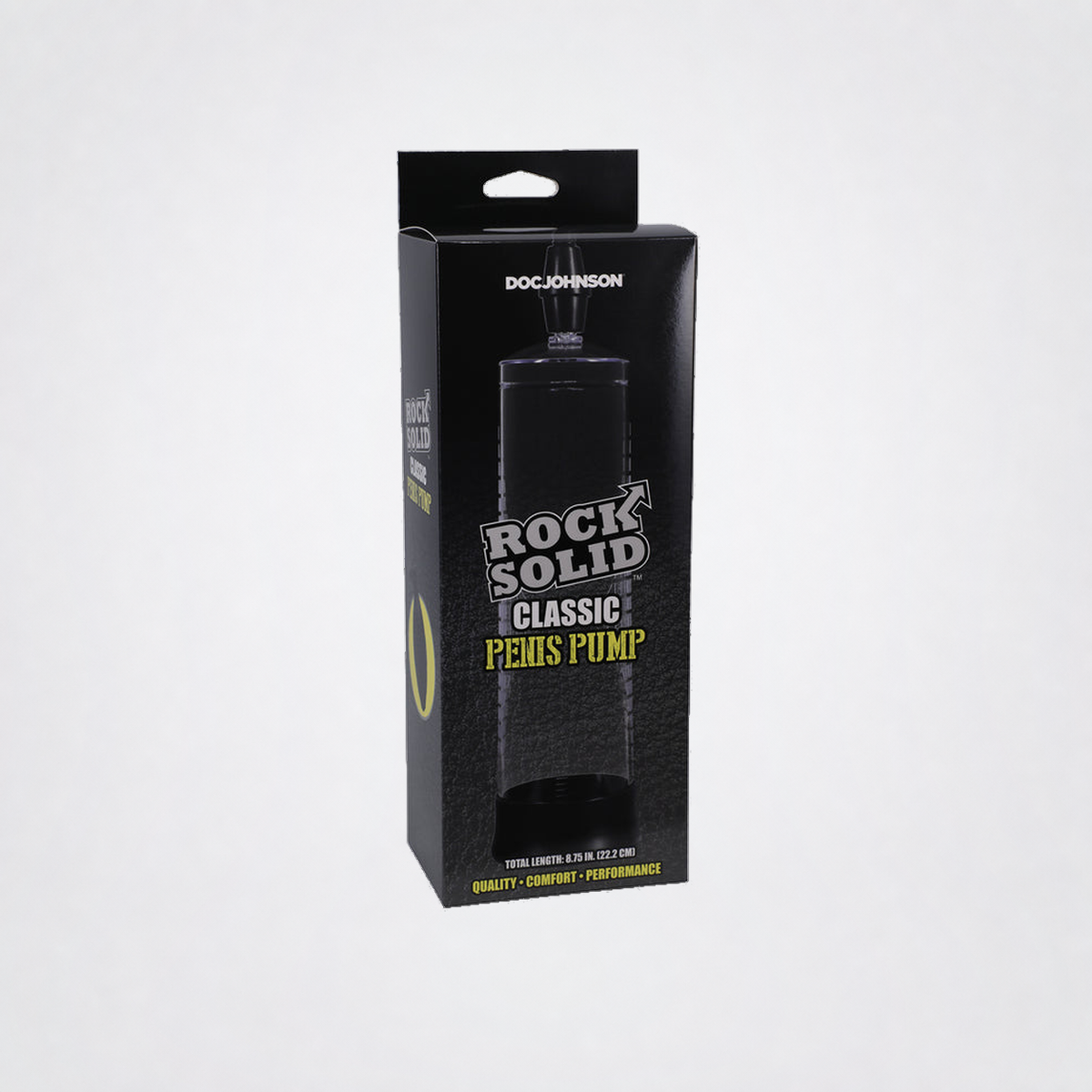 Rock Solid Classic Penis Pump angled retail package view