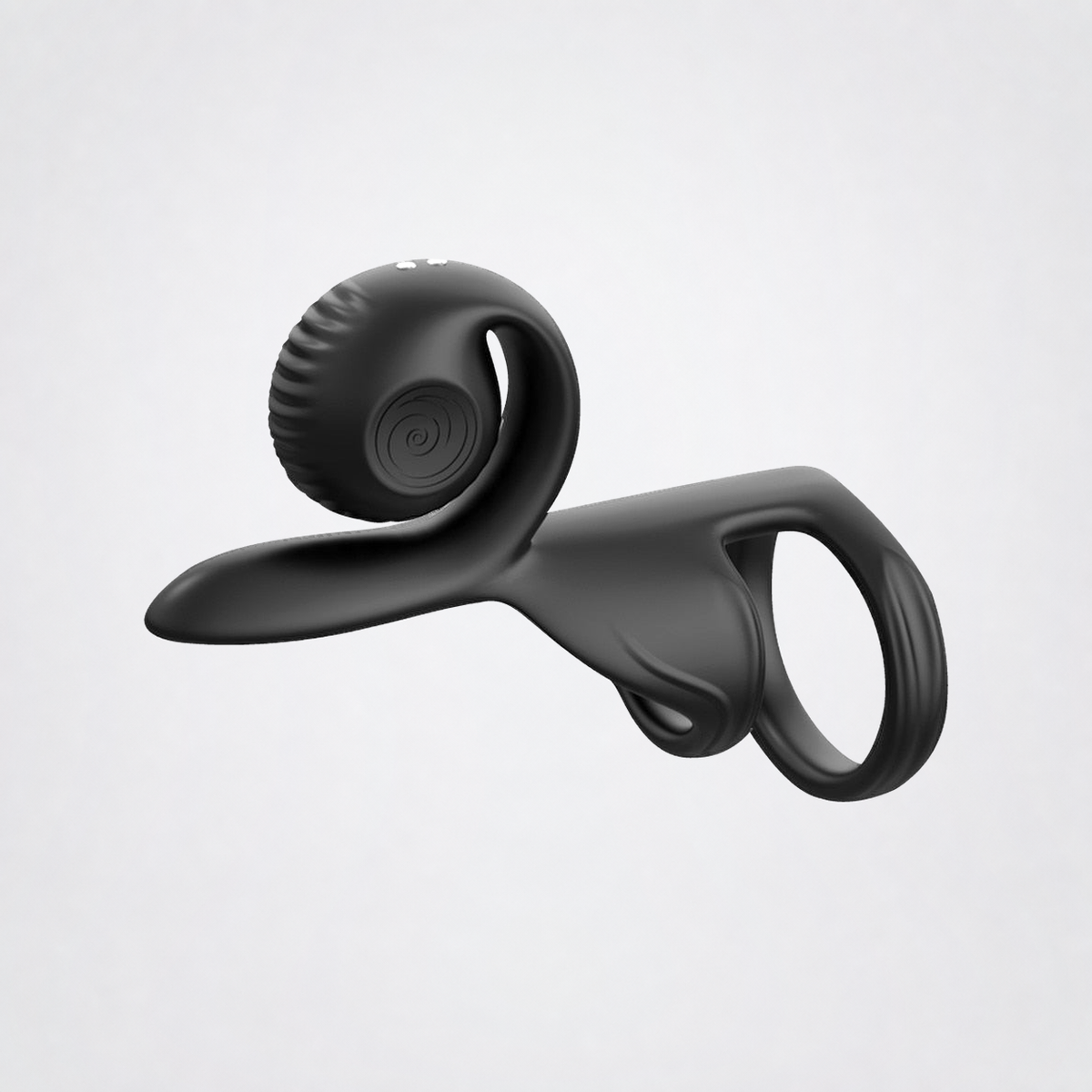 Snail Jovi couples ring in black on a neutral studio background without a floor shadow