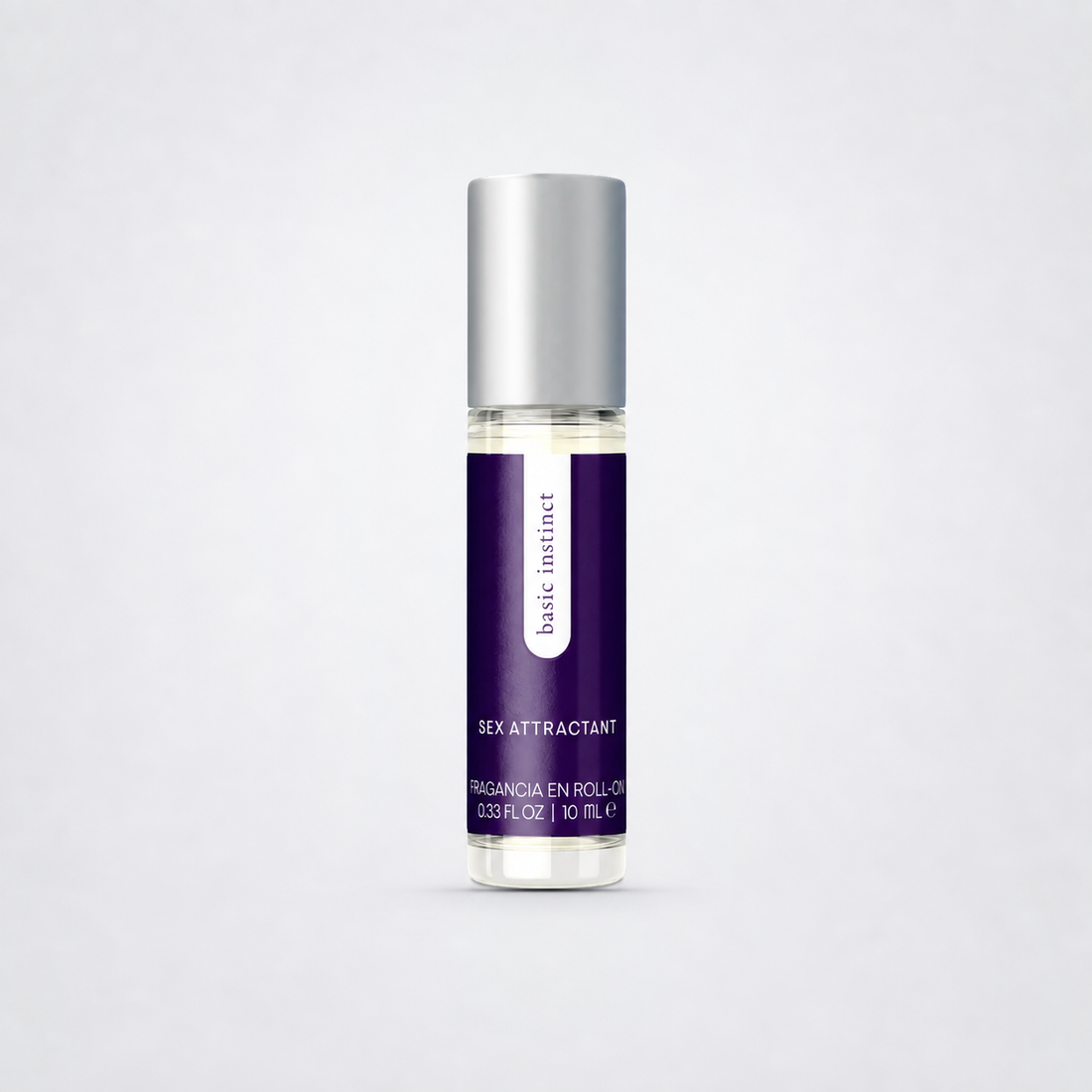 Basic Instinct roll-on pheromone perfume on The Luv Coach neutral studio background
