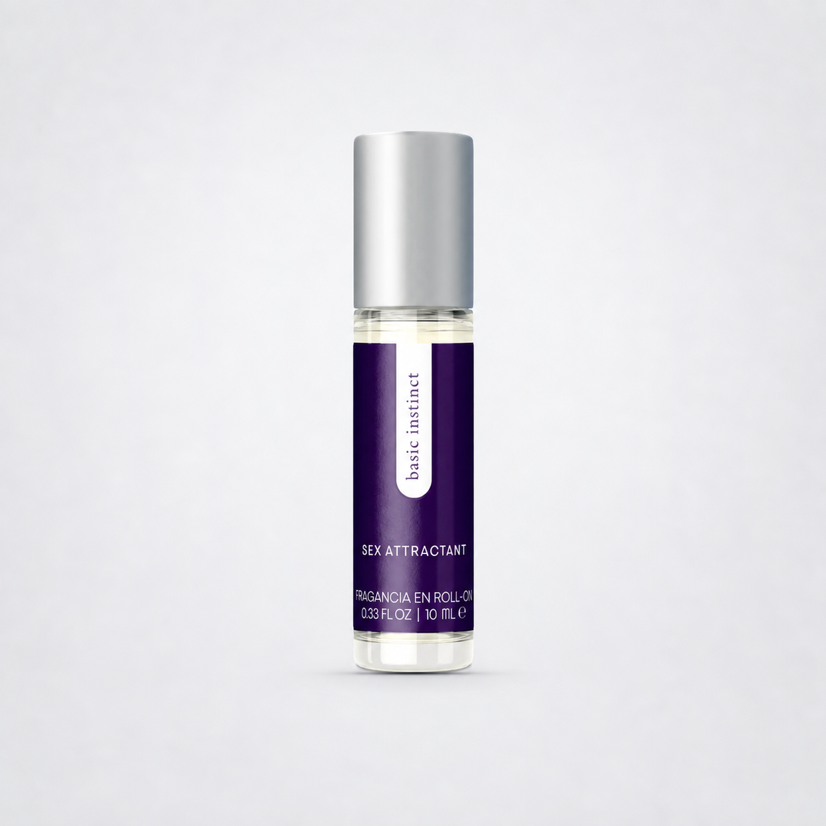 Basic Instinct roll-on pheromone perfume on The Luv Coach neutral studio background