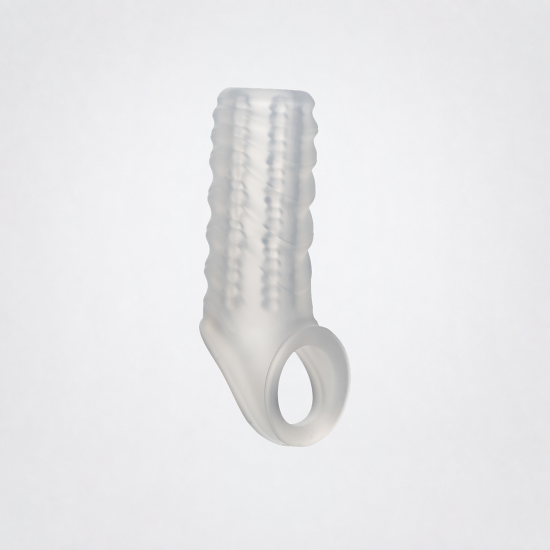 Clear Performance Maxx reversible silicone extender sleeve on The Luv Coach neutral studio background