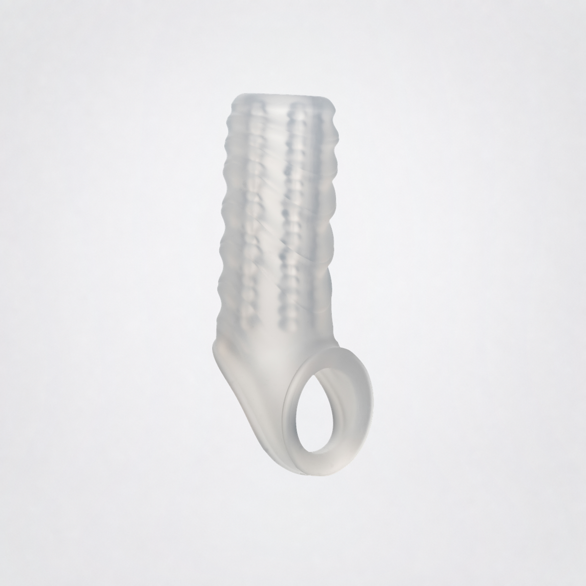 Clear Performance Maxx reversible silicone extender sleeve on The Luv Coach neutral studio background