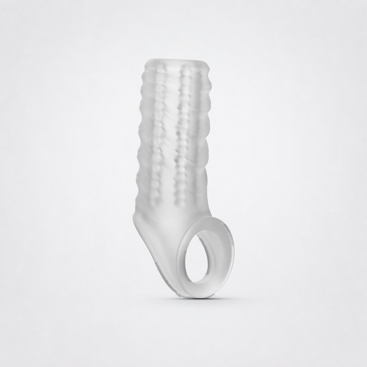 Clear Performance Maxx reversible silicone extender sleeve on The Luv Coach neutral studio background