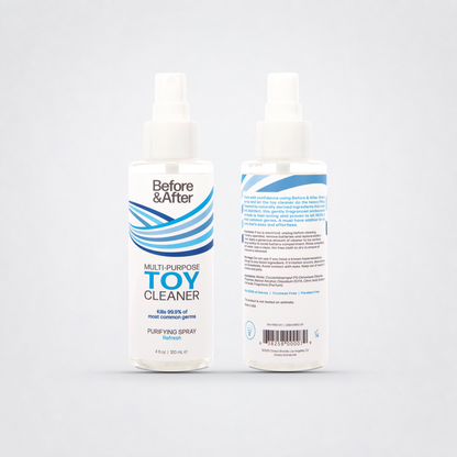 Before &amp; After Multi-Purpose Toy Cleaner front and back bottle views