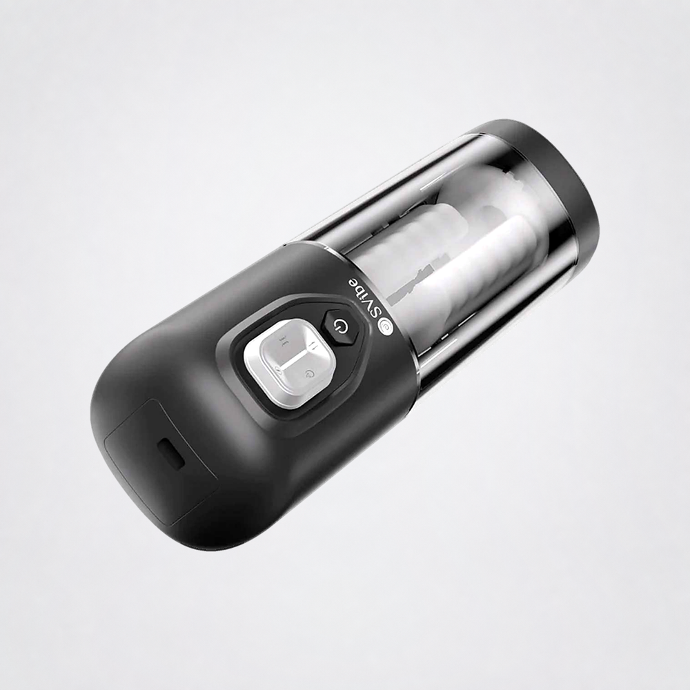 Rear angled view of the black SVibe VOLT on a grey studio background