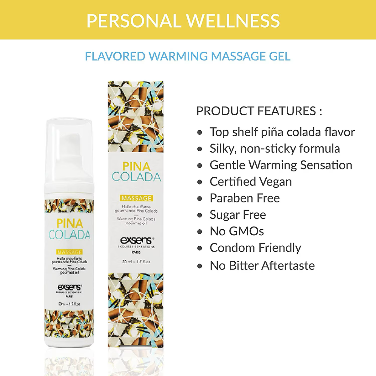 Piña Colada | Exsens warming massage oil product features