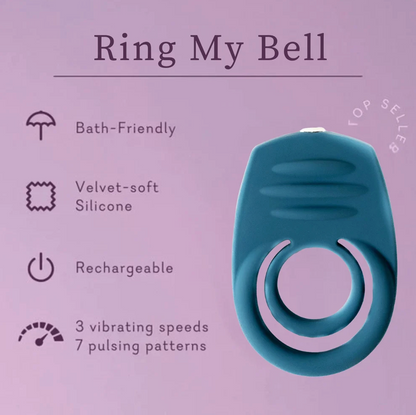 Ring My Bell bath-friendly, silicone, rechargeable, speed, and pulsing-pattern features