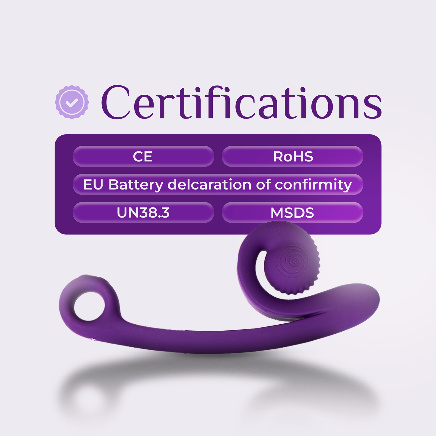 Purple Snail Curve with product certification information