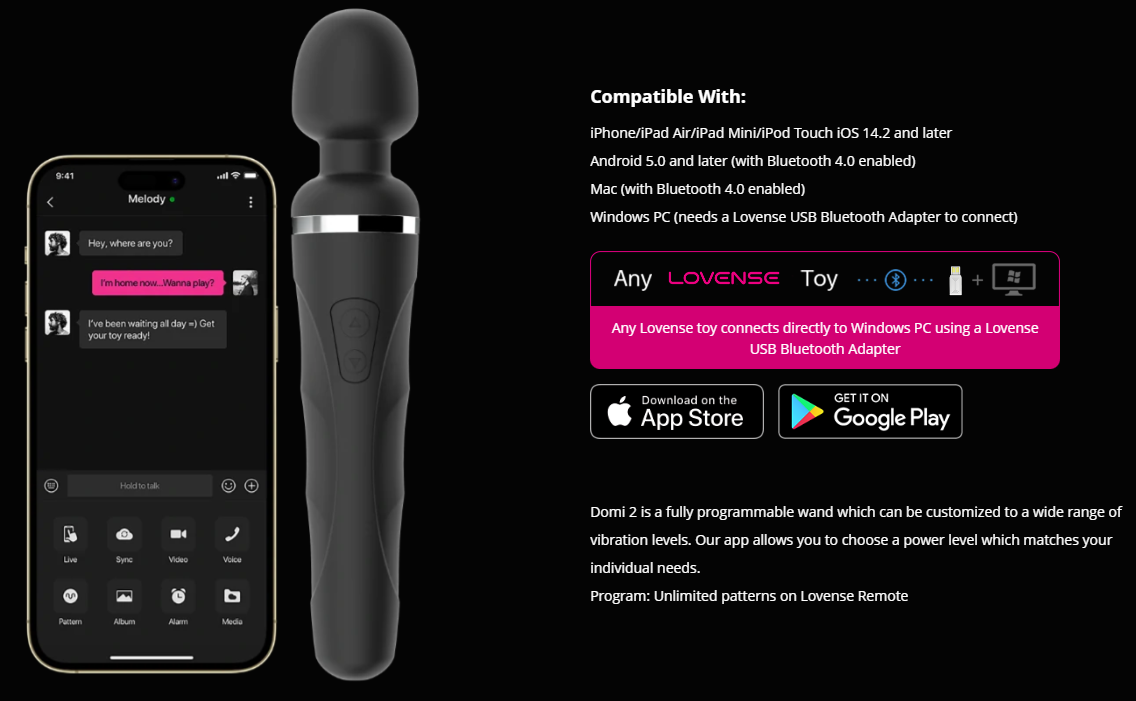 Domi 2 Bluetooth App Controlled Wand Vibrator for everyone