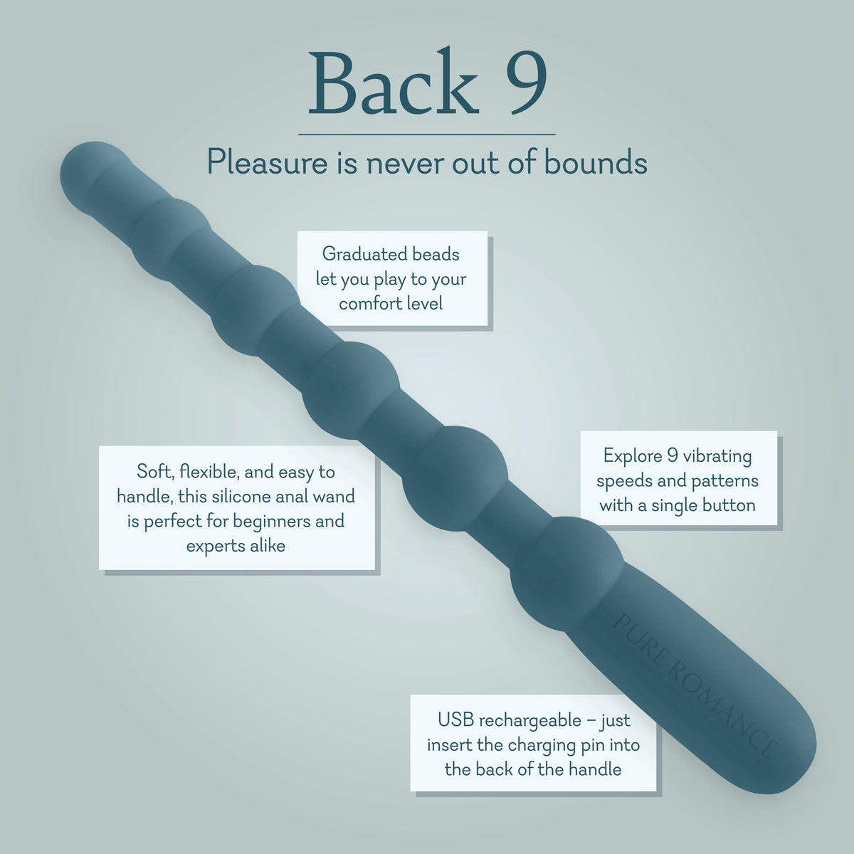 Back 9 vibrating silicone pleasure beaded wand