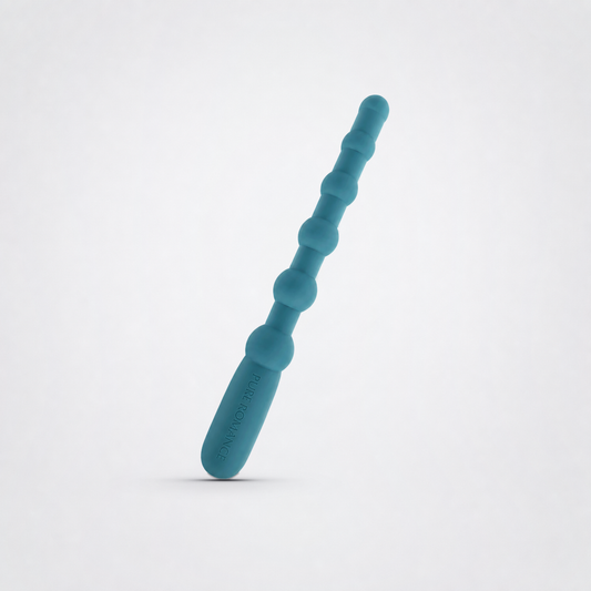 Back 9 vibrating silicone pleasure beaded wand on a light neutral studio background