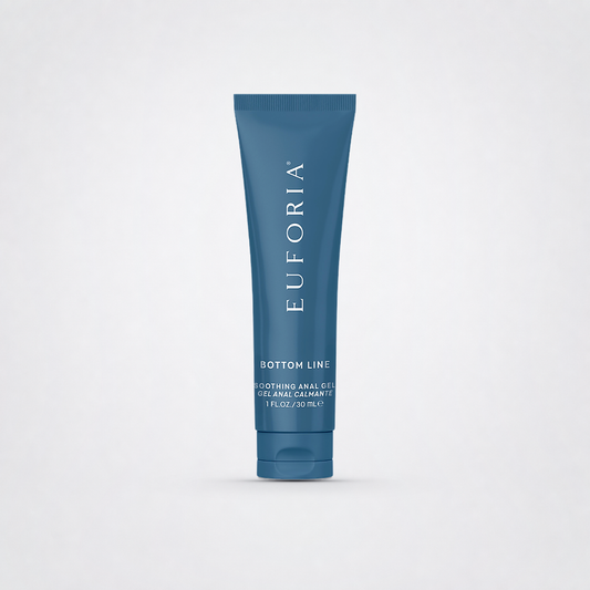 Bottom Line - Backdoor booty relaxant gel on a light neutral studio background