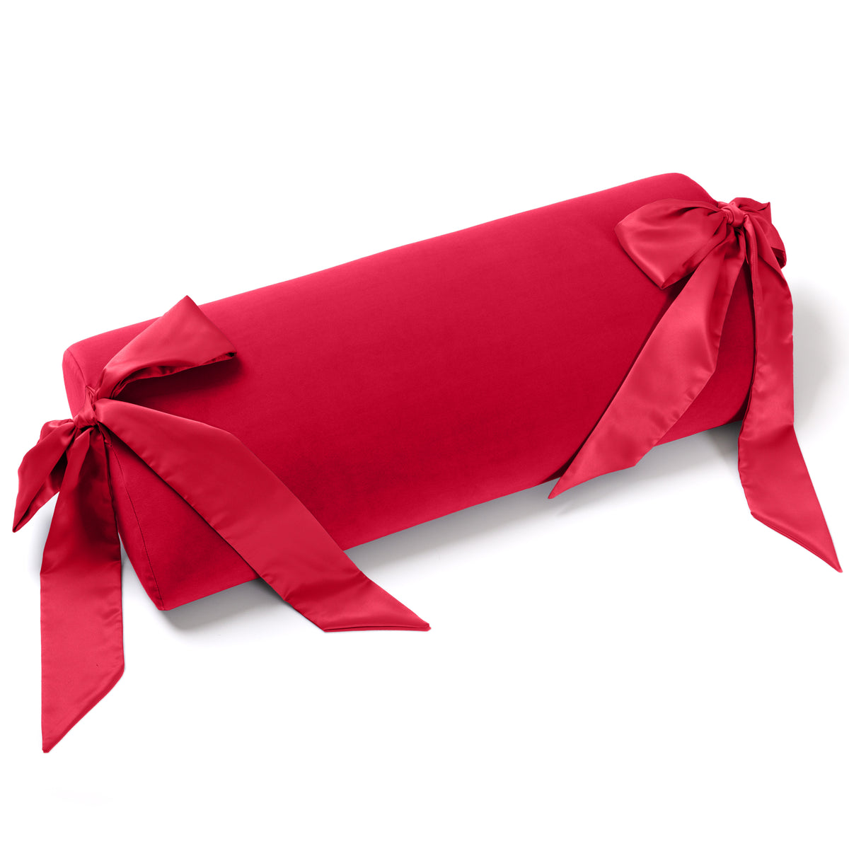 Red Ravish pillow with ribbon ties