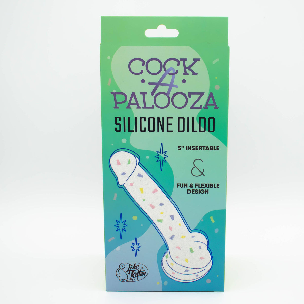 Cock-A-Palooza silicone dildo package back with product details