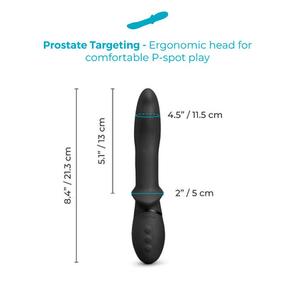 b-Vibe Rimming P-Spot Vibe | Black: Manufacturer size diagram