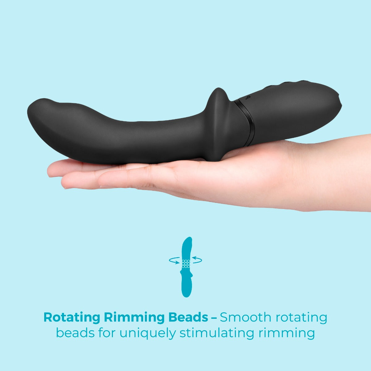 b-Vibe Rimming P-Spot Vibe | Black: Product shown in a hand for scale