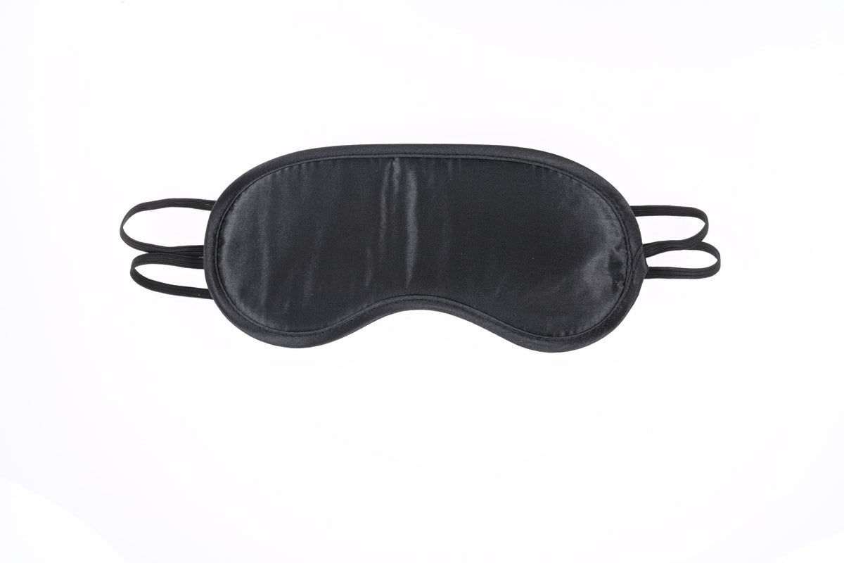 Sportsheets S&amp;M Satin Blindfold | Black: Black satin blindfold, front