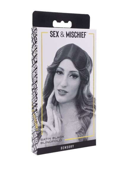 Sportsheets S&amp;M Satin Blindfold | Black: Retail packaging
