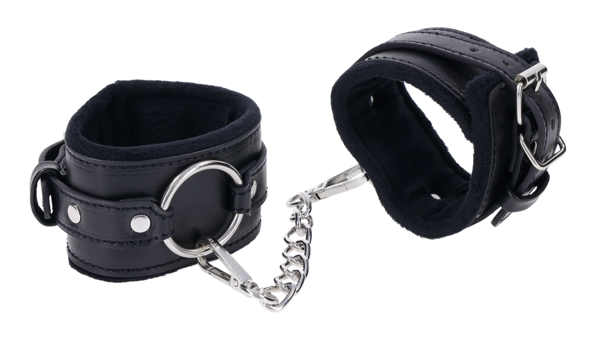 Sportsheets Shadow Handcuffs: Pair of black Shadow Handcuffs joined by chain