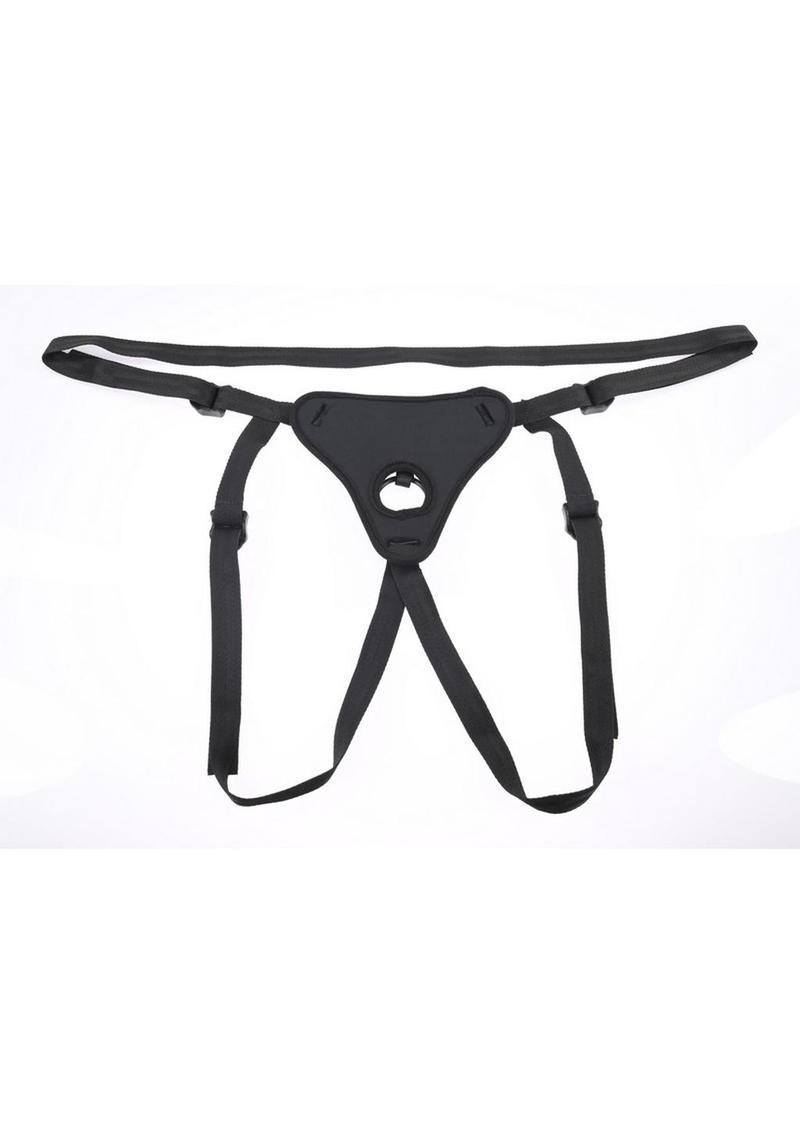 Sportsheets Dual Desires Strap-On Harness | Black: Black Dual Desires harness with rings and adjustable straps