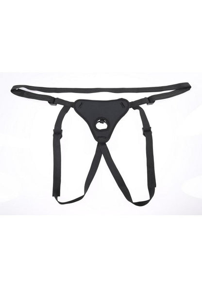 Sportsheets Dual Desires Strap-On Harness | Black: Black Dual Desires harness with rings and adjustable straps