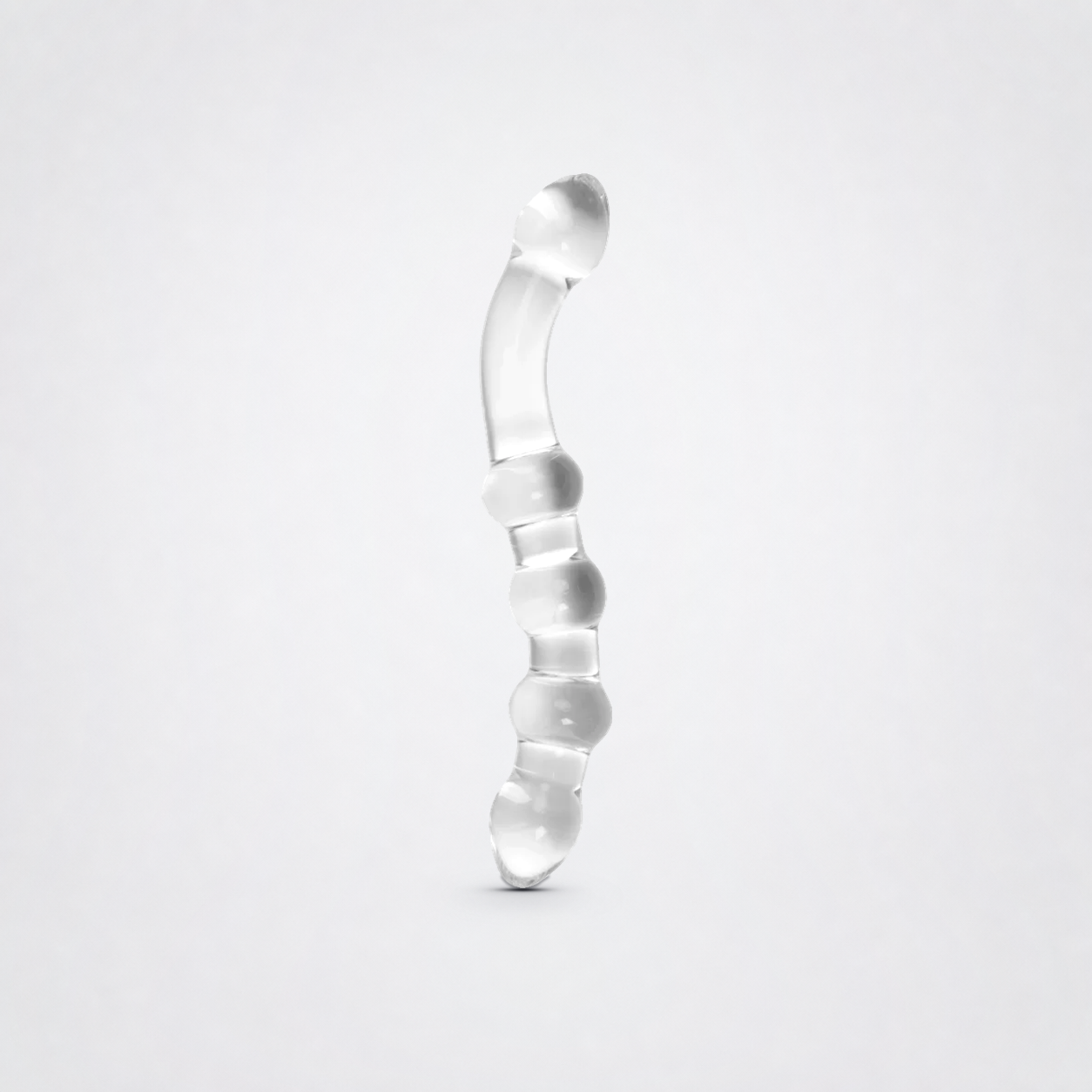 Temp & Tease Ribbed Glass D!ldo on The Luv Coach approved neutral studio background