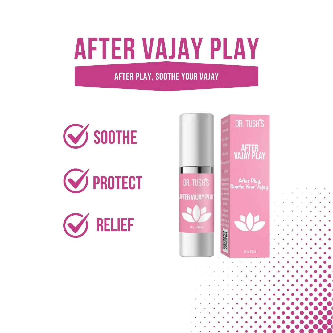 After Vajay Play soothe, protect, and relief benefits graphic