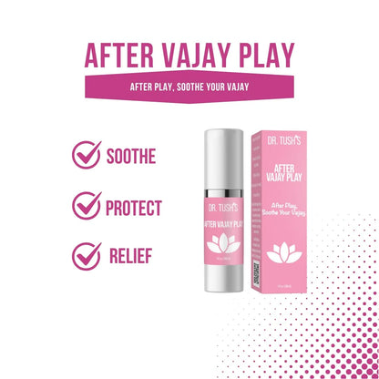 After Vajay Play soothe, protect, and relief benefits graphic