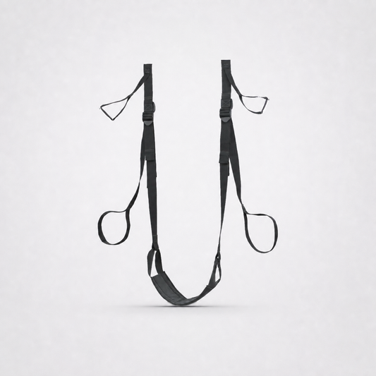 Frequent Flyer Door Swing with complete straps on The Luv Coach neutral studio background