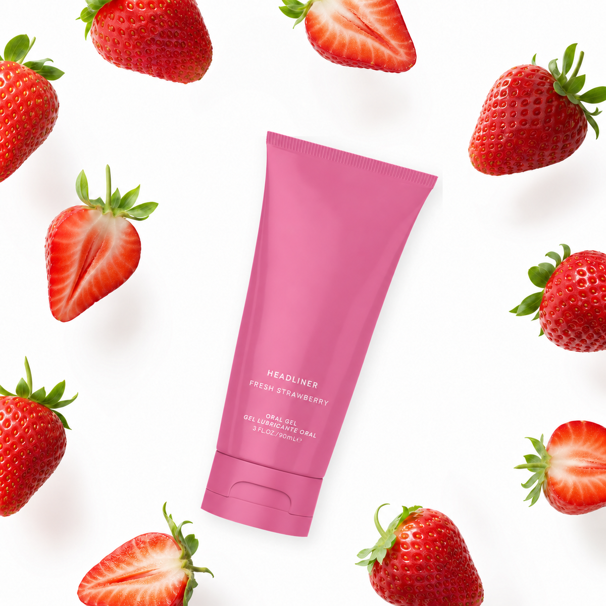 Headliner Fresh Strawberry oral gel with floating strawberries