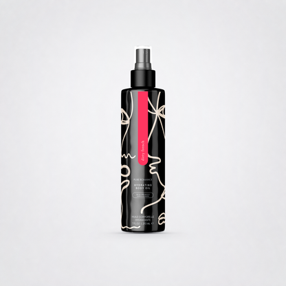Body Dew Hydrating Oil on The Luv Coach approved neutral studio background