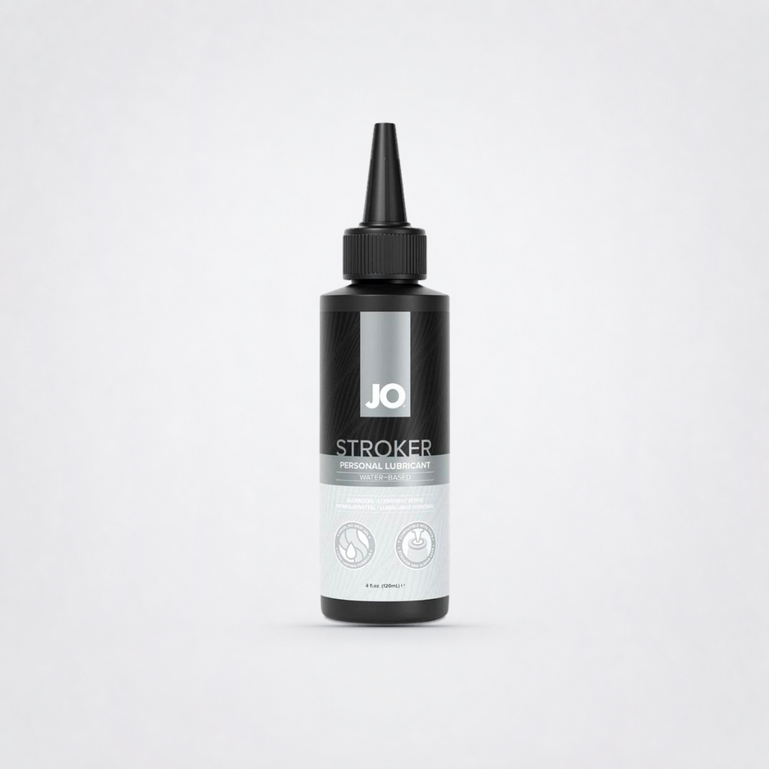 Jo Stroker Water Based Lubricant on The Luv Coach approved neutral studio background