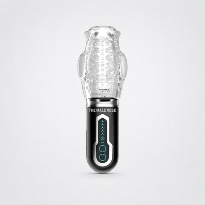 Male Rose 3 Ultimate Stroker for him on The Luv Coach neutral grey studio background