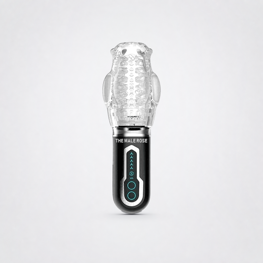 Male Rose 3 Ultimate Stroker for him on The Luv Coach approved neutral studio background