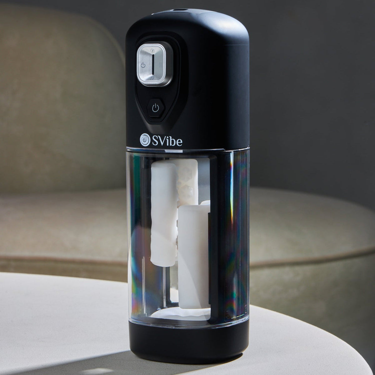 SVibe VOLT standing on a table in a dark lifestyle setting