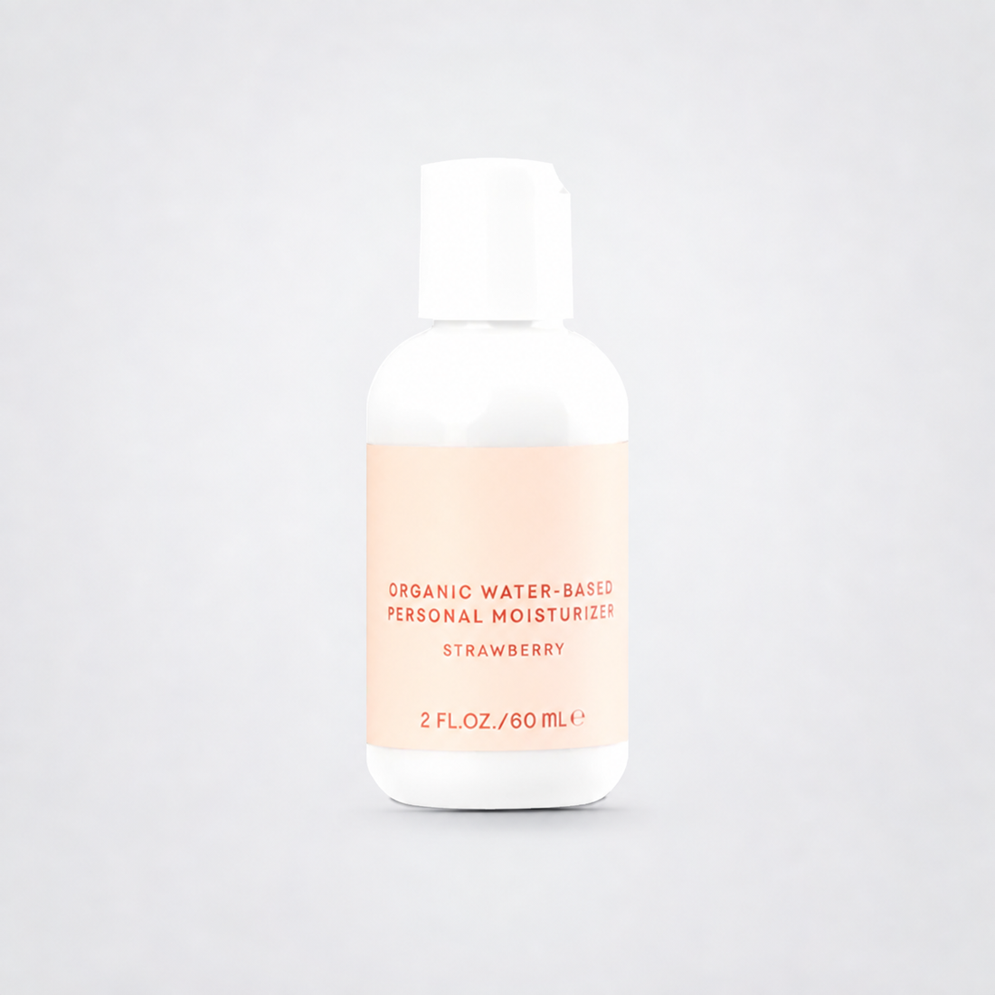 Organic Strawberry Water-Based Personal Moisturizer on a neutral studio background