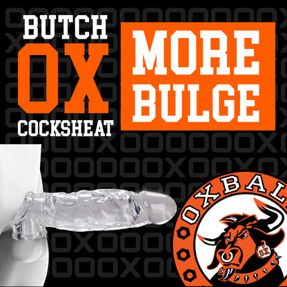 Oxballs Muscle Ripped cocksheath promotional graphic highlighting a streamlined profile with more bulge