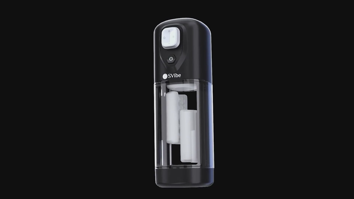 VOLT warming multi-motion massager demonstration showing its controls, textured inner surfaces, multi-motion action, and splashproof design