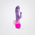 Scruffy Bunny Vanderpup plush dog toy on the Luv Coach neutral gray studio background