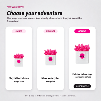 Choose your adventure: Small, Medium, and Deluxe couples&