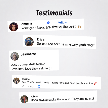 Customer testimonials about The Luv Coach mystery grab bags