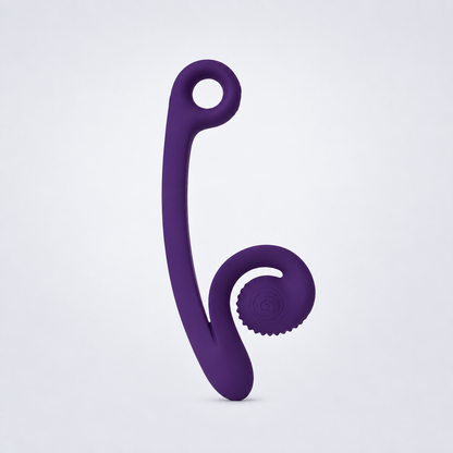 Purple Snail Curve dual stimulator on a cool gray studio background