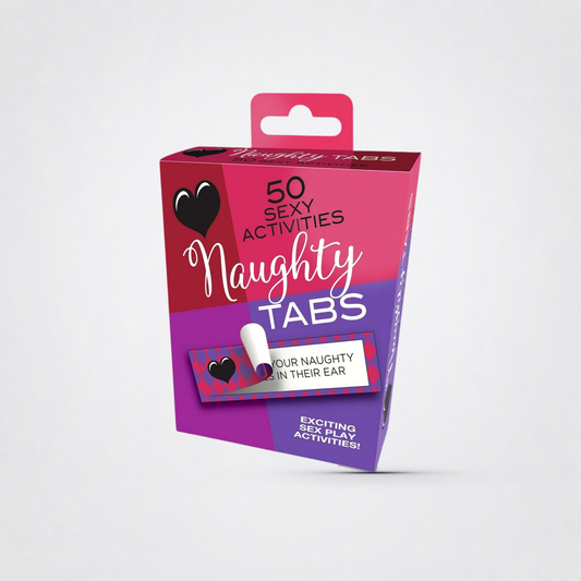 Naughty Tabs Couples Game on The Luv Coach approved neutral studio background